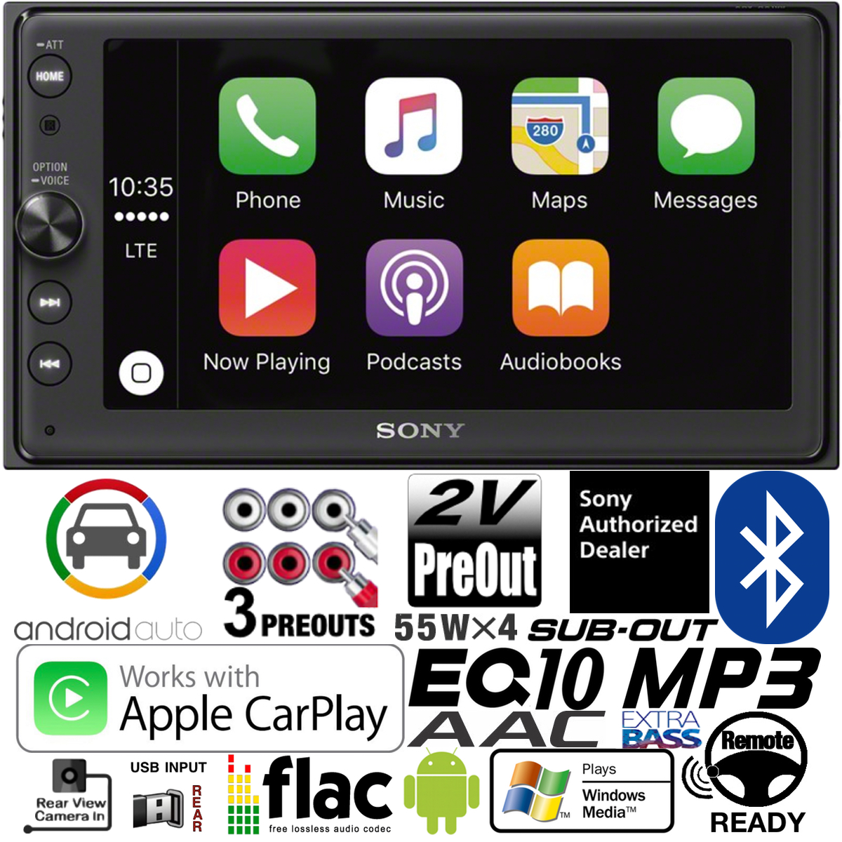 Sony Double Din MultiMedia Player Radio Bluetooth USB Android Auto